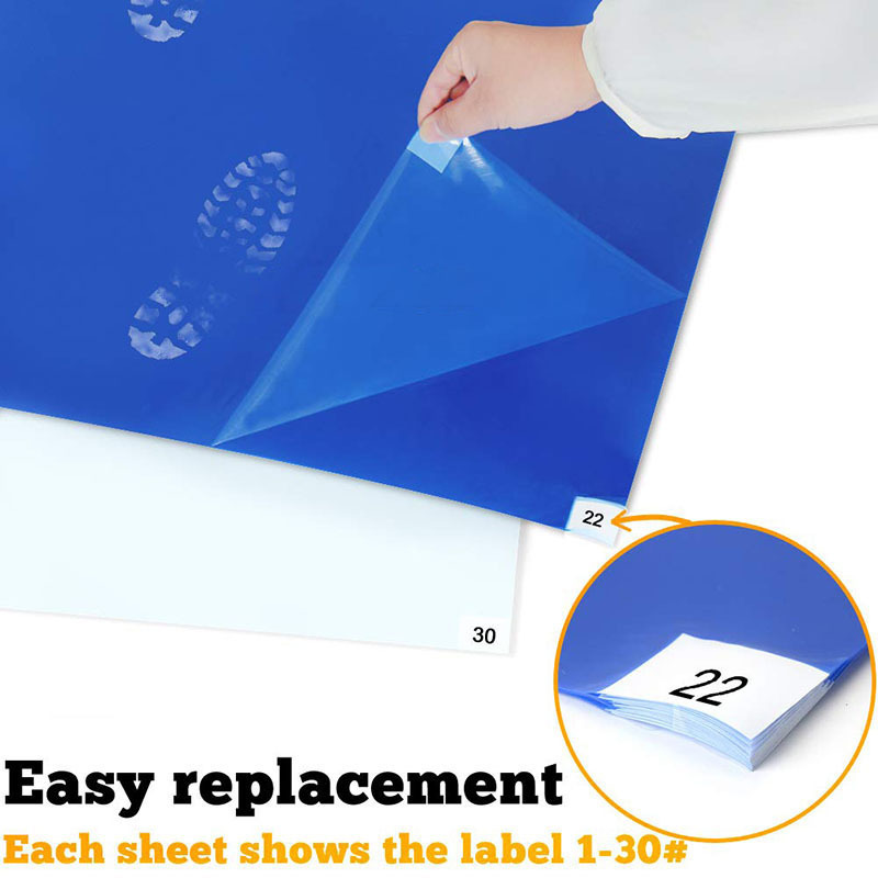 Dust Removing Floor Cleanroom Peelable Adhesive Blue Sticky Mat For Clean Room