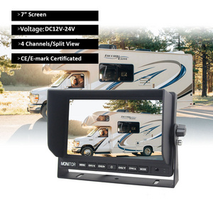 Aotop 7 Inch Truck All Around Blind Spot Safety Monitoring 4 Ways Cameras Rear View Monitor Quad View Reverse Monitor For Truck