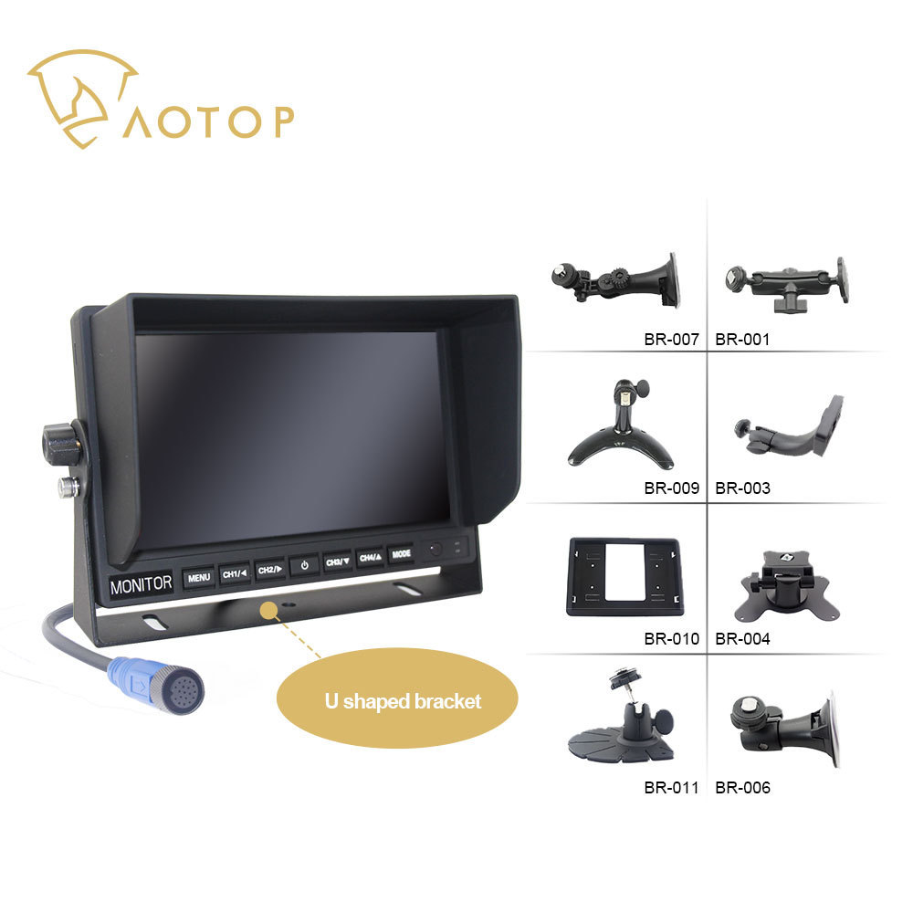 Bus HD Reverse Blind Area Monitor 7Inch AHD Quad View Display 4 Ways Car Camera Bus Truck All Round Blind Spot Safety Monitoring