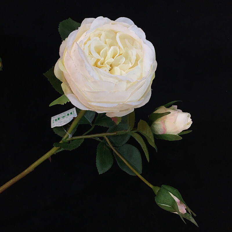 Sen Masine Factory Custom 60cm 2 Bud Roses Felling Touch Fake Flowers Silk White Artificial Rose For Home Decoration