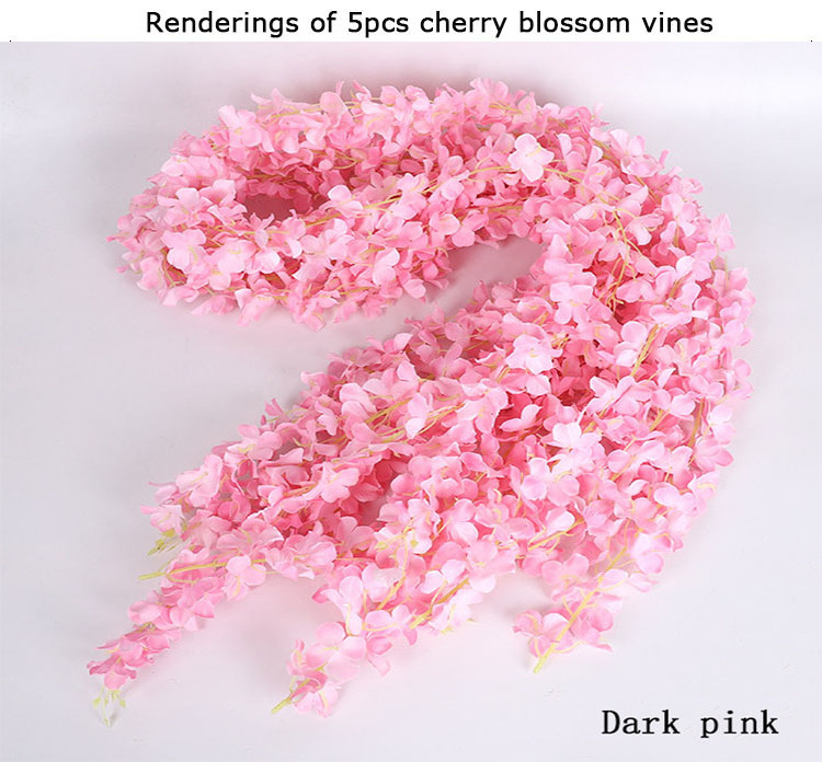 Sen Masine 14 Colors Available Fake Hanging Sakura Flower Vine Artificial Cherry Blossom Garland for wedding home office decor