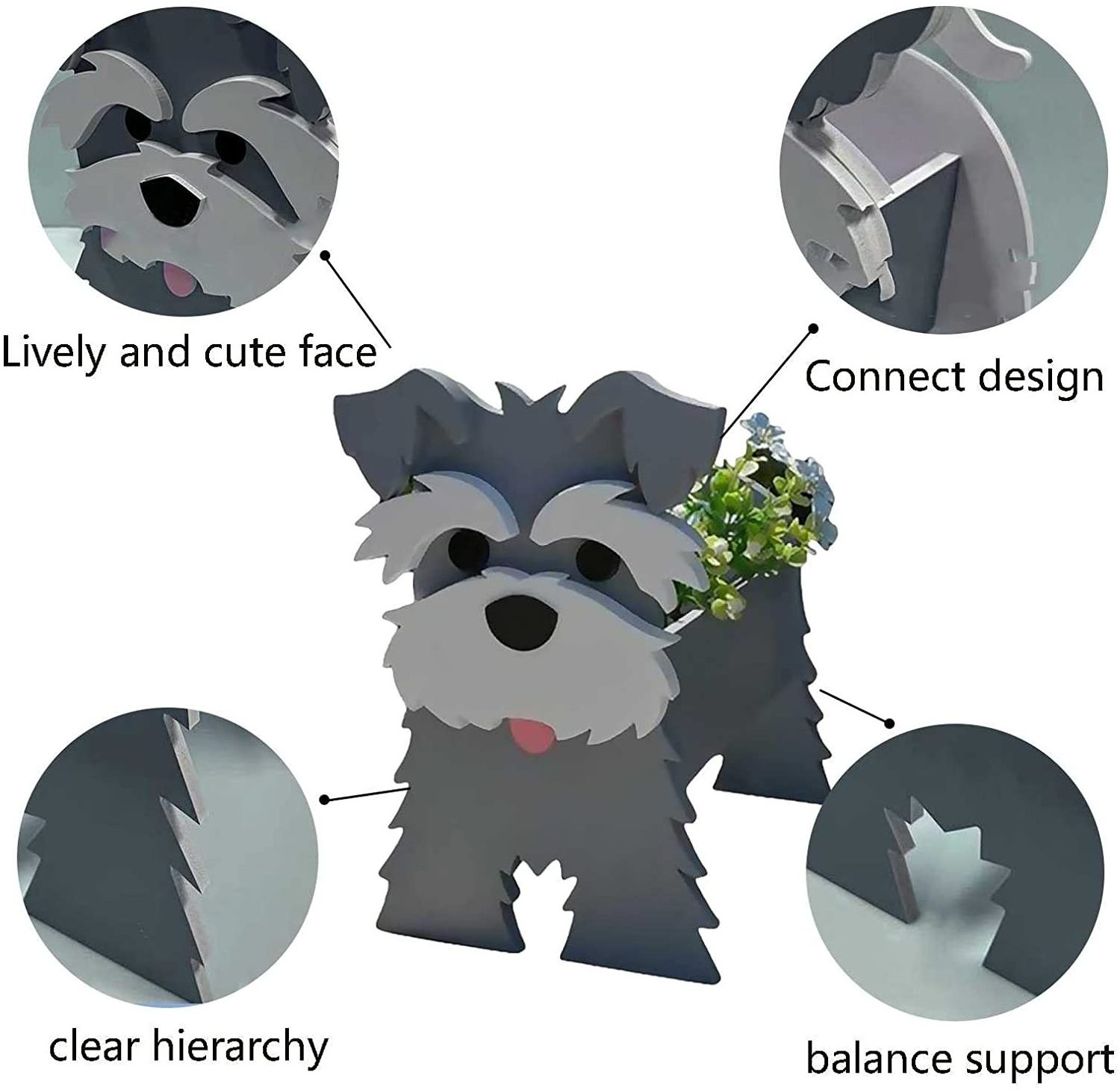 D21 Schnauzer Dog-planter Animal Shaped Cartoon Cute Garden Plants Storage Container Flower Pot dog planter pot