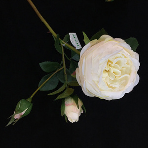 Sen Masine Factory Custom 60cm 2 Bud Roses Felling Touch Fake Flowers Silk White Artificial Rose For Home Decoration