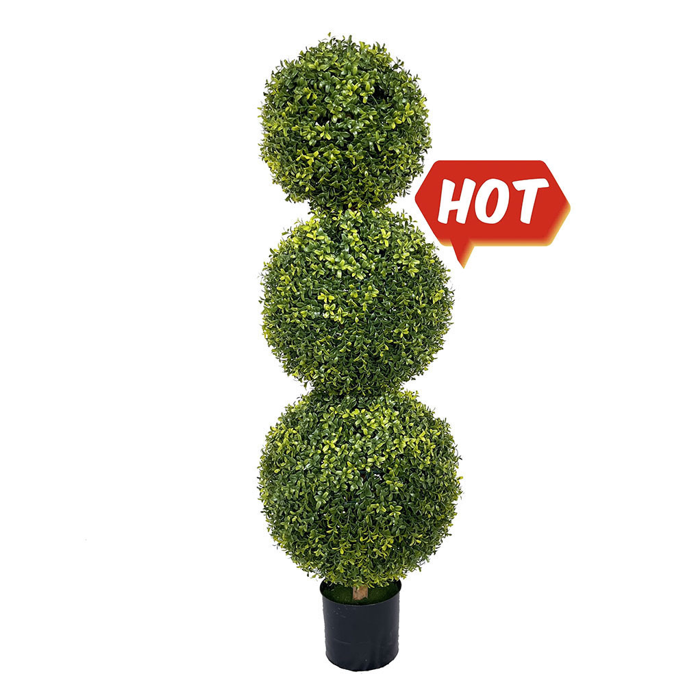 Custom Faux Plant Boxwood Topiary Bonsai Artificial Ball Topiary Tree With Pot 120cm 4ft Potted Plants Indoor Outdoor Decoration