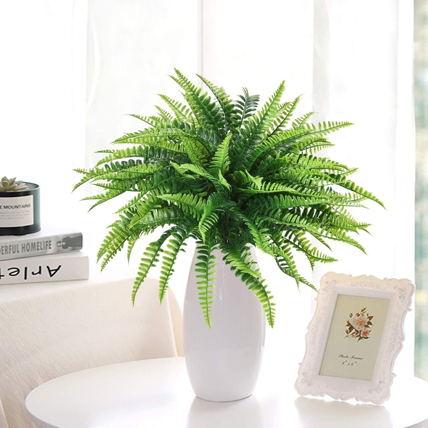 Boston Fern Plants Natural Fern Bushes Greenery Bunches Vivid Realistic Arrangements Decoration Artificial Shrubs