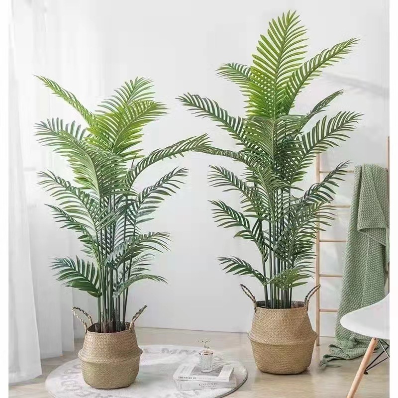 Custom Fake Green Monstera Bonsai Plastic Areca Palm Faux Olive Plants Artificial Trees For Indoor Outdoor Garden Decoration