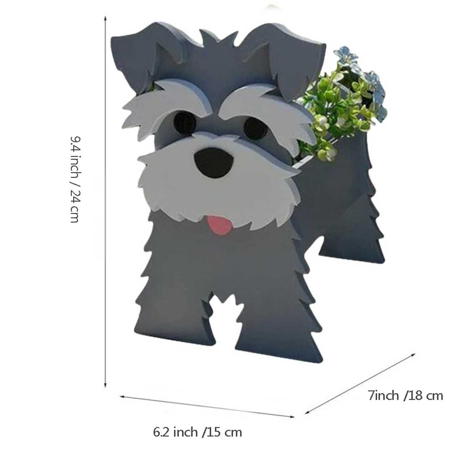 D21 Schnauzer Dog-planter Animal Shaped Cartoon Cute Garden Plants Storage Container Flower Pot dog planter pot