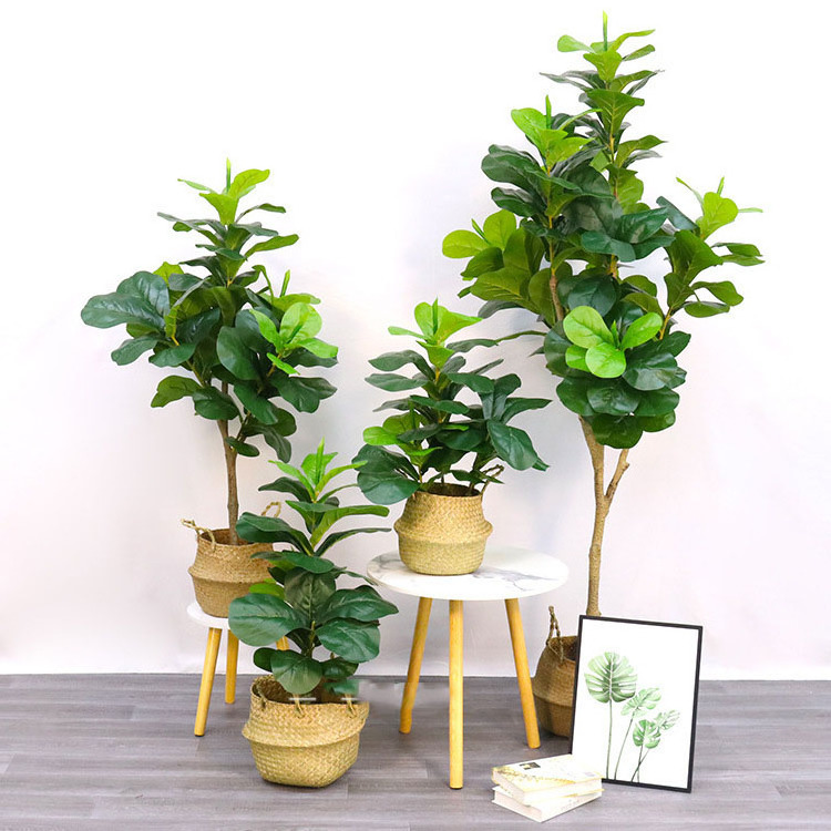 Senmasine Custom Fake Fiddle Fig Leaf Potted Plants Artificial Ficus Tree For Outdoor Indoor Home Garden Decor Faux Banyan