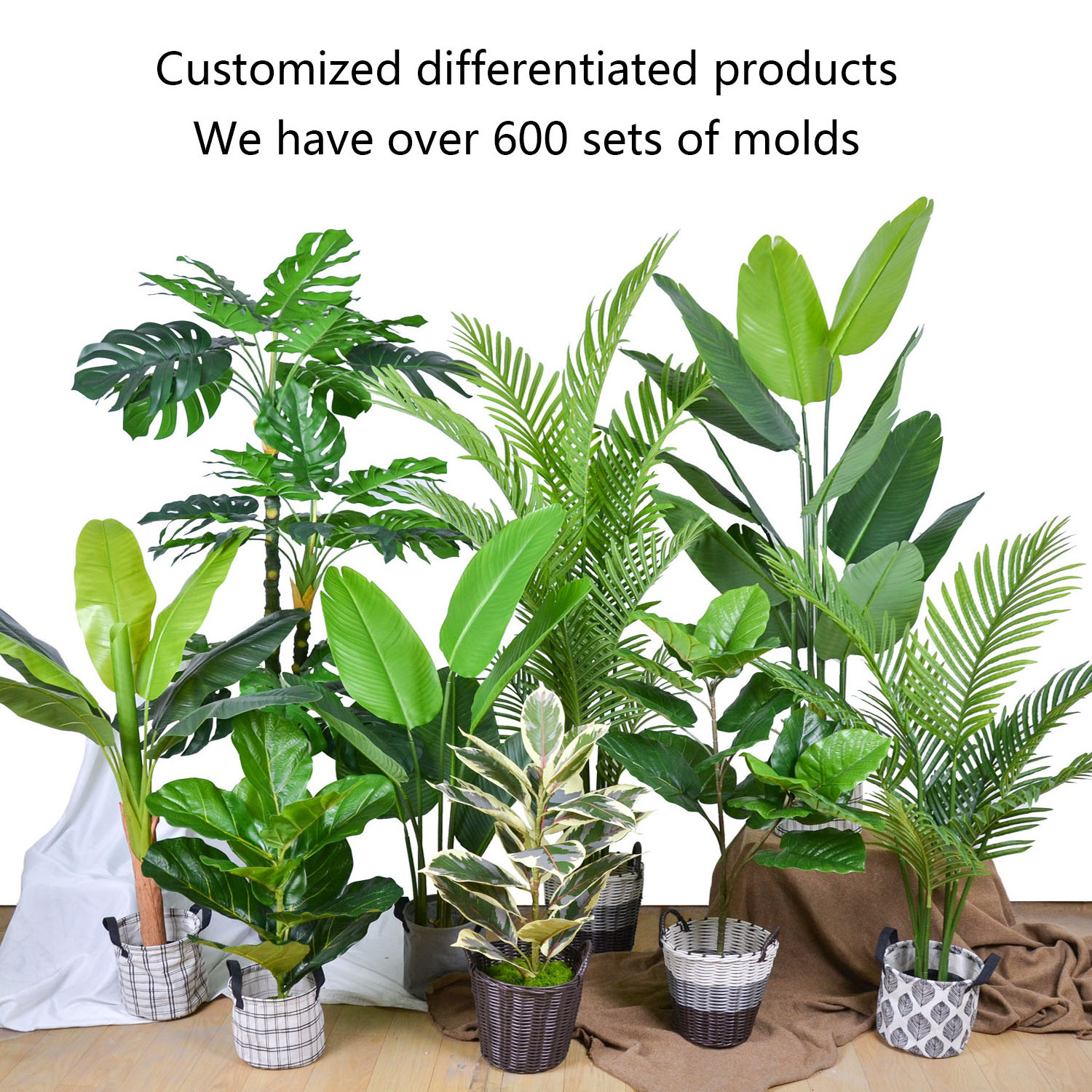 Senmasine Custom Fake Fiddle Fig Leaf Potted Plants Artificial Ficus Tree For Outdoor Indoor Home Garden Decor Faux Banyan