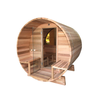 Hot-selling Keya Sauna Dry Steam Red Cedar 2 Person Steam Barrel Outdoor Sauna Room With Half Glass Wall