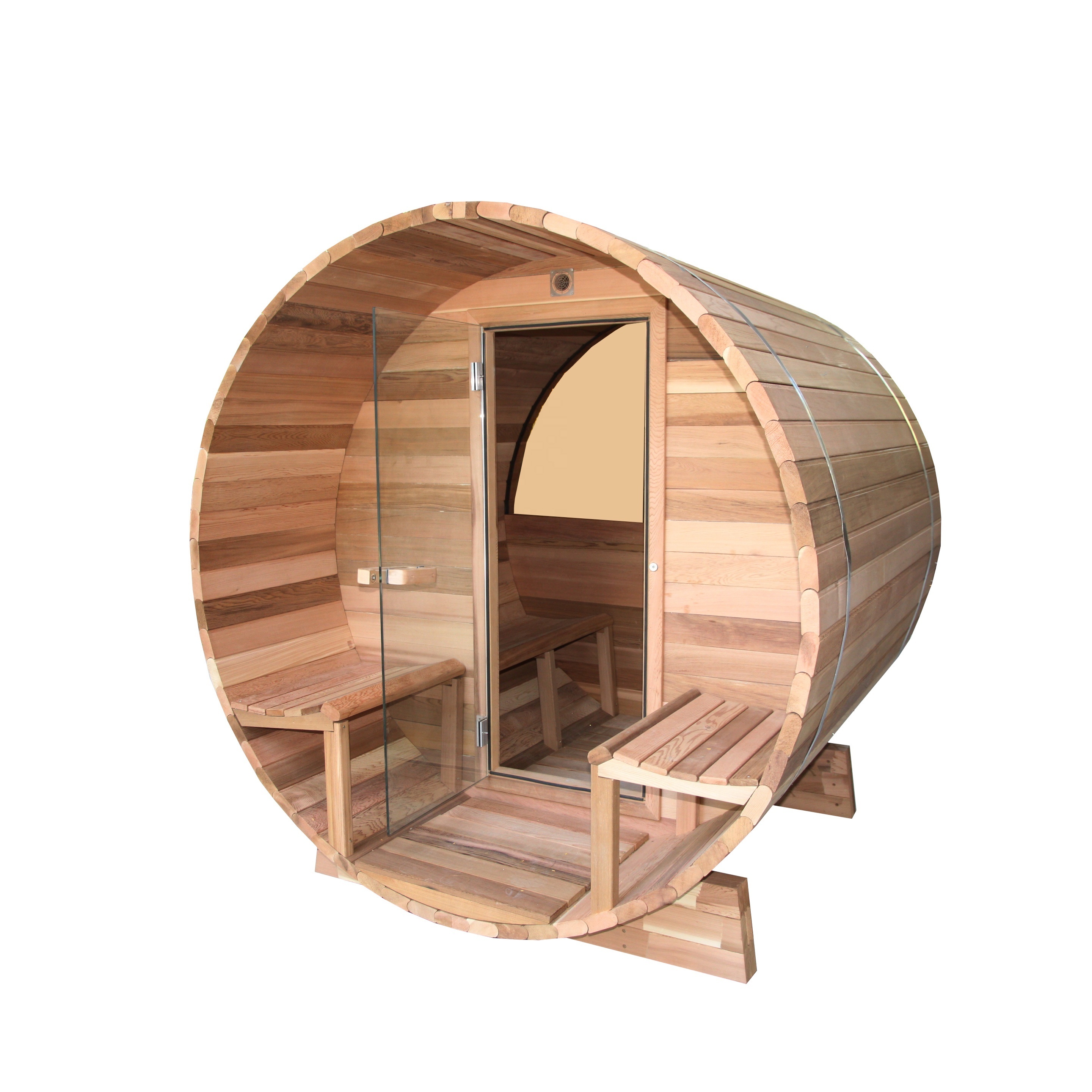 Hot-selling Keya Sauna Dry Steam Red Cedar 2 Person Steam Barrel Outdoor Sauna Room With Half Glass Wall