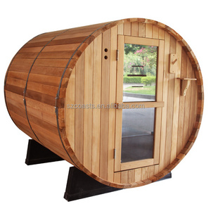 Best quality Canada red cedar wooden outdoor cabin barrel sauna