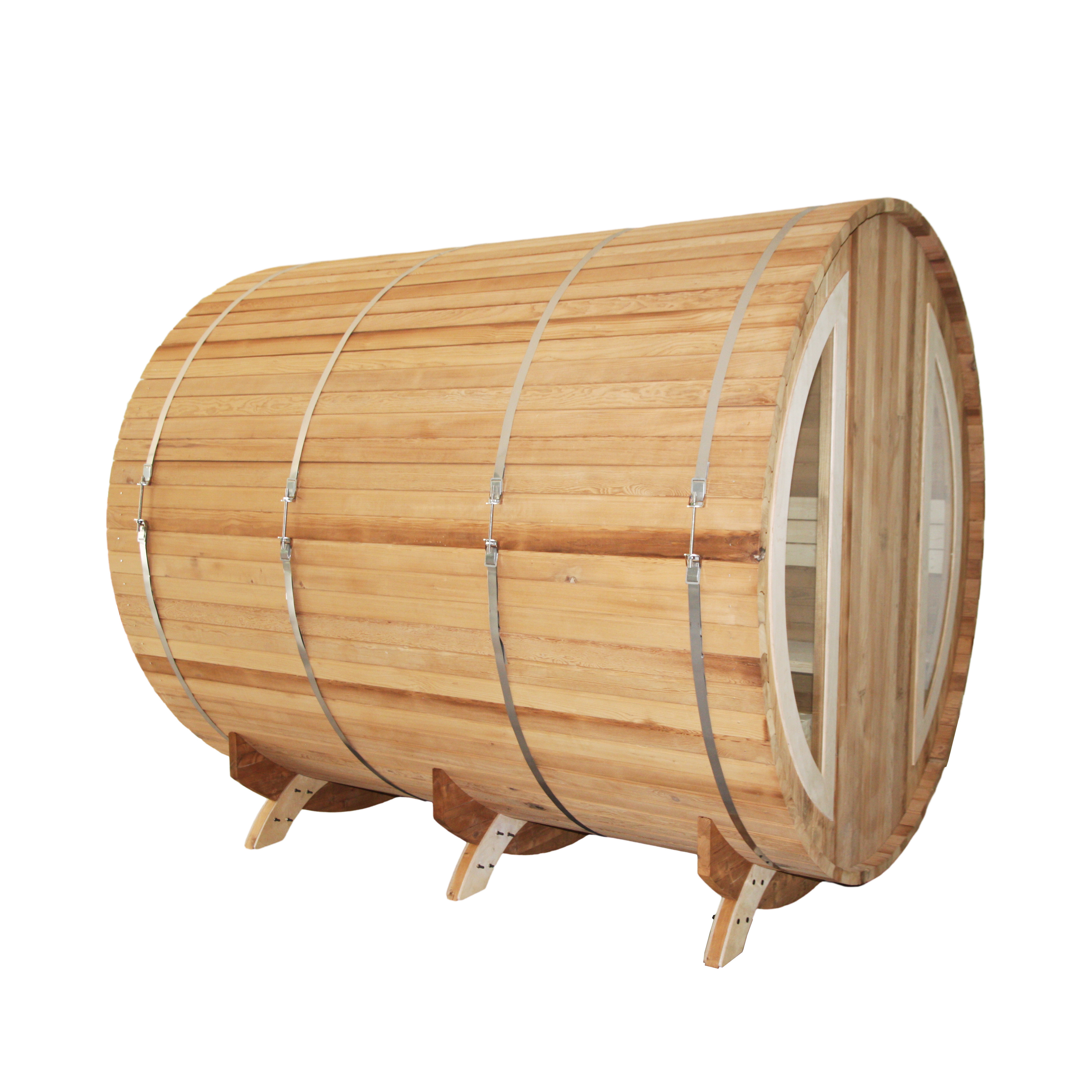 Popular Design Outdoor Barrel Sauna Outdoor Garden Traditional Steam Sauna Room With Tempered Glass Sauna Door