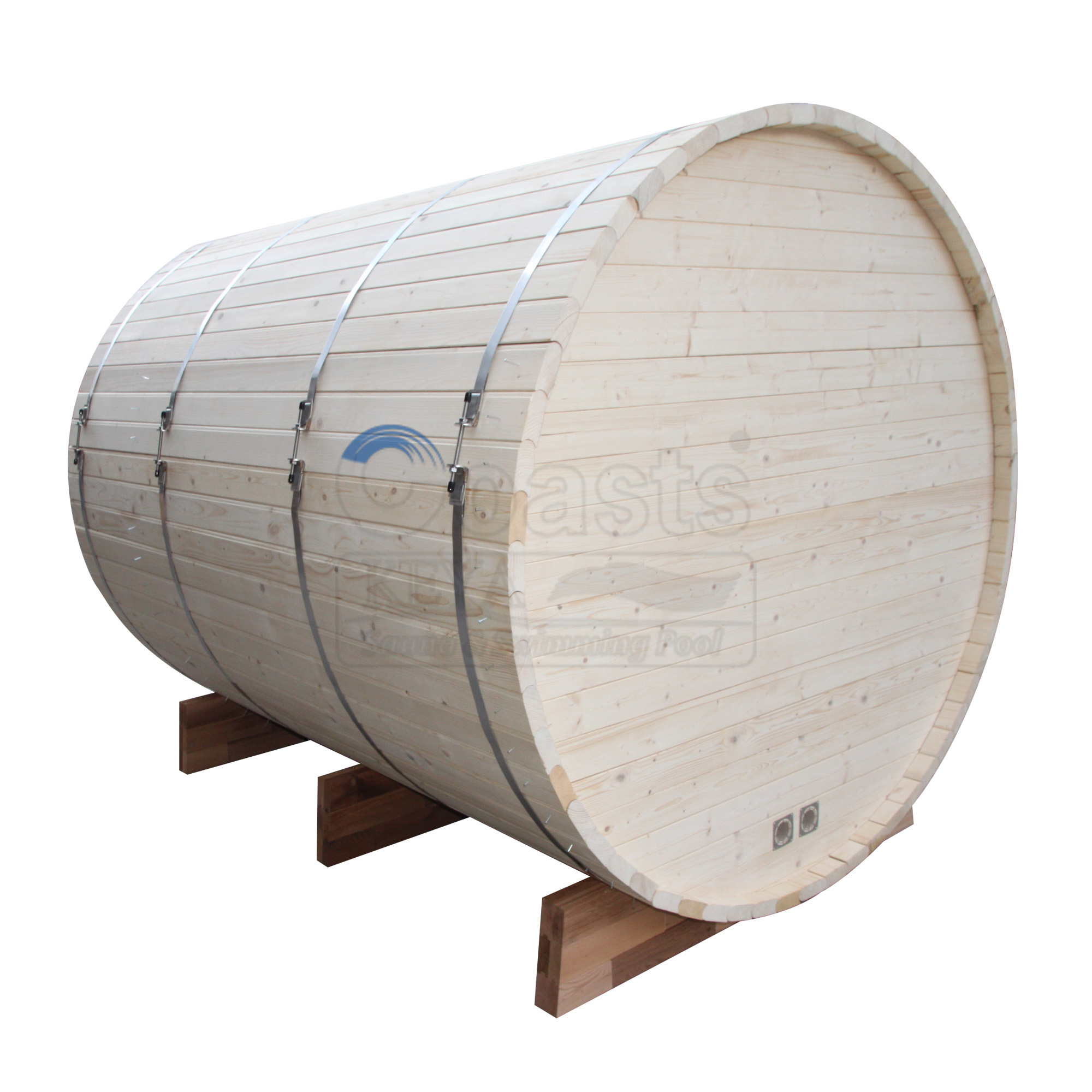 Keya Manufacture Directly Finland White Pine Wood Sauna Barrel Outdoor Wooden Sauna Rooms With Porch For 2 People