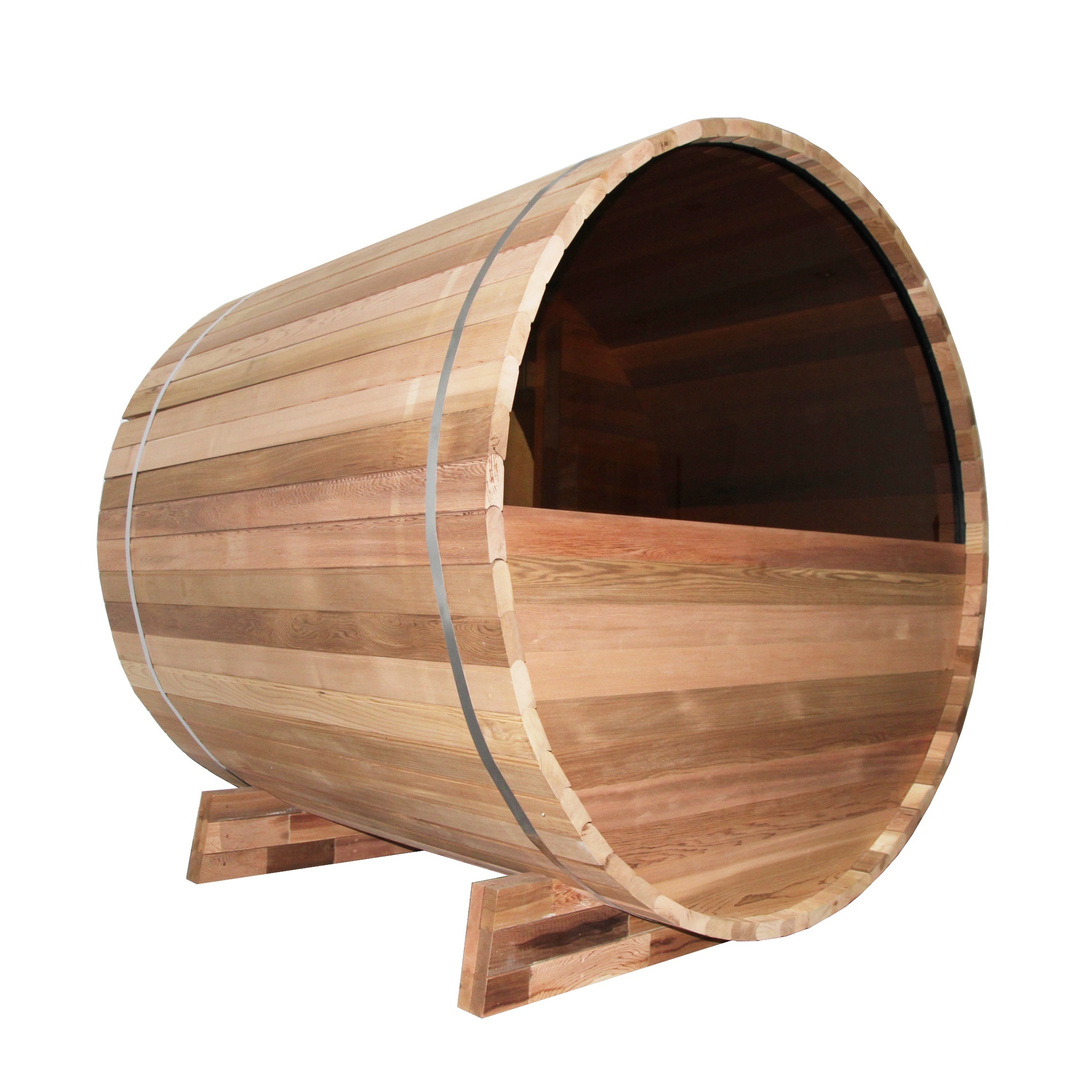 Hot-selling Keya Sauna Dry Steam Red Cedar 2 Person Steam Barrel Outdoor Sauna Room With Half Glass Wall