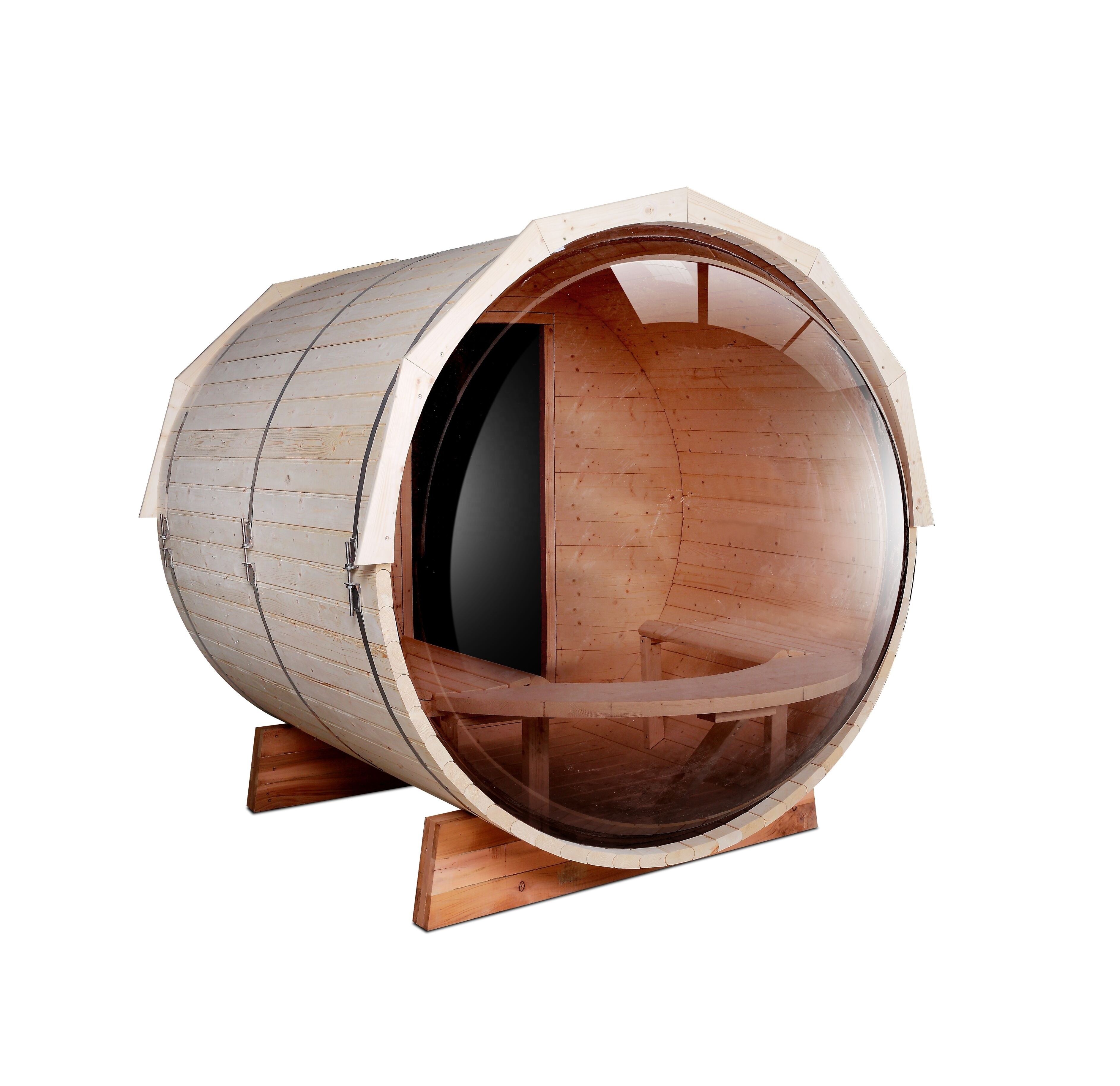 Keya Pine Thermo Sauna House Outdoor Wholesale Red Cedar Barrel Wood Fire Sauna