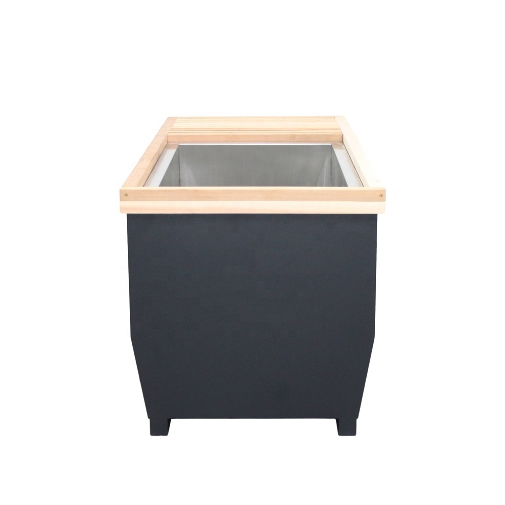 Athletes Portable Wood Mobile Cold Plunge Barrel Ice Bath Tub Stainless Steel Liner With WIFI Chiller For Optional