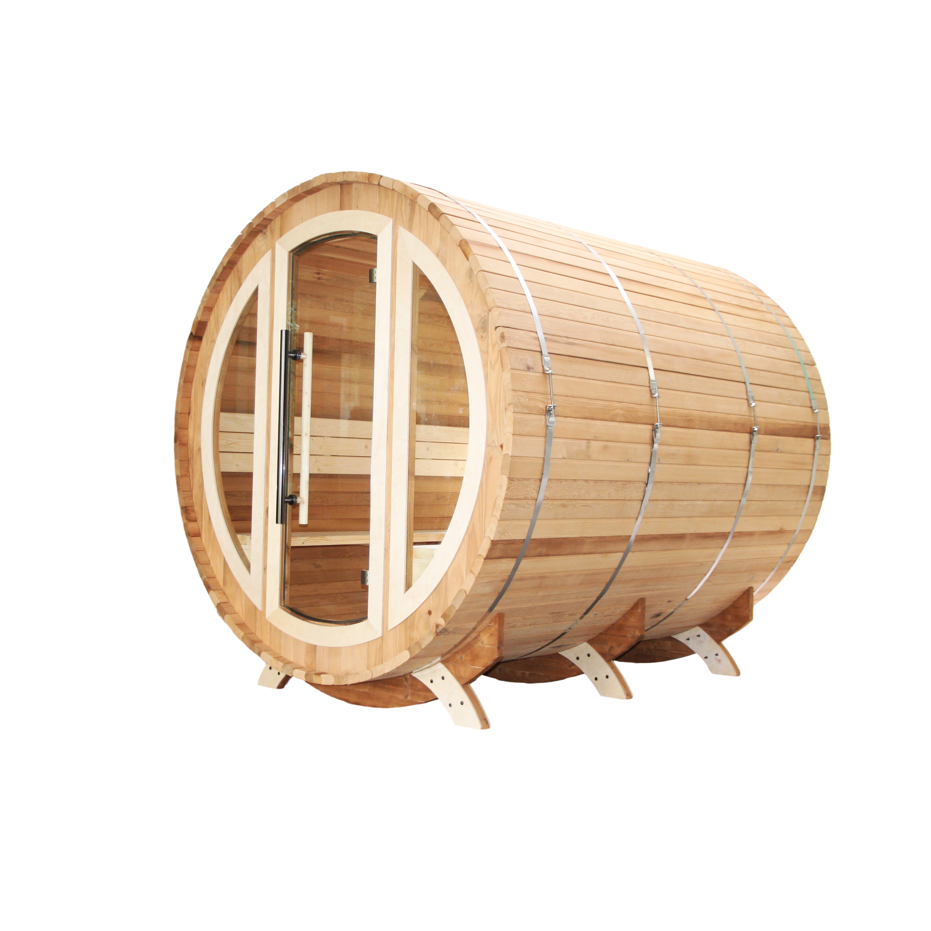 Popular Design Outdoor Barrel Sauna Outdoor Garden Traditional Steam Sauna Room With Tempered Glass Sauna Door