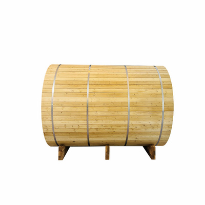 High Quality 4-6 Persons Traditional Sauna Room Wholesale Thermo Wood Outdoor Wooden Barrel Sauna With Porch