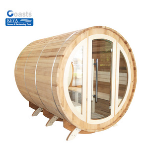 Popular Design Outdoor Barrel Sauna Outdoor Garden Traditional Steam Sauna Room With Tempered Glass Sauna Door