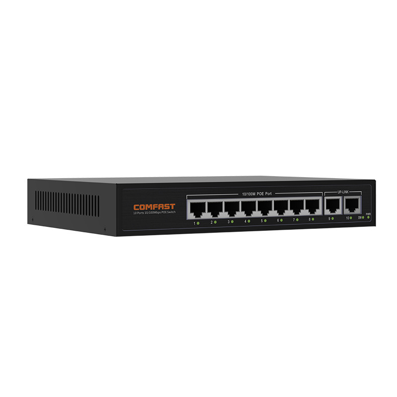 Comfast SF181P industrial passive rj45 network 8*10/100 MB ports poe switch 8 port wireless wifi router switch with 2 uplink 48V