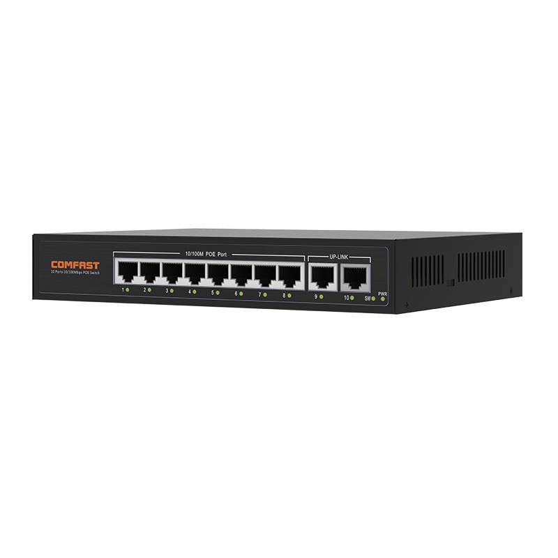 Comfast SF181P industrial passive rj45 network 8*10/100 MB ports poe switch 8 port wireless wifi router switch with 2 uplink 48V