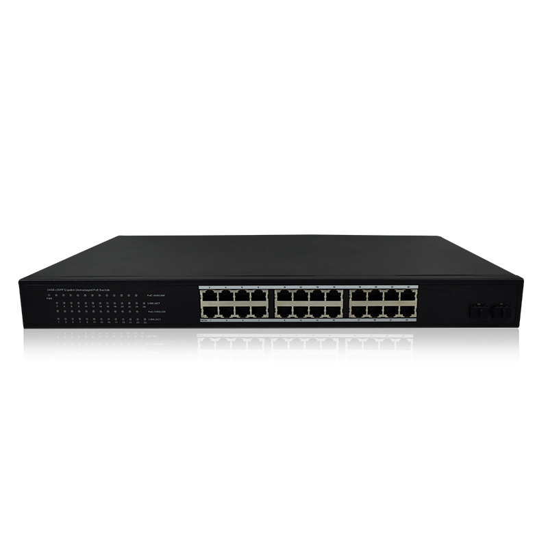 OEM/ODM PoE switch 4 8 16 24 ports 10/100M & Gigabit unmanaged 48V ethernet fiber switch poe IEEE802.3af/at