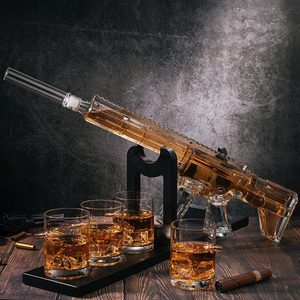 High Quality Glass Ak47 Rifle Gun Whiskey Glass And Decanter Set Liquor Whiskey Vodka Brand Crystal Luxury