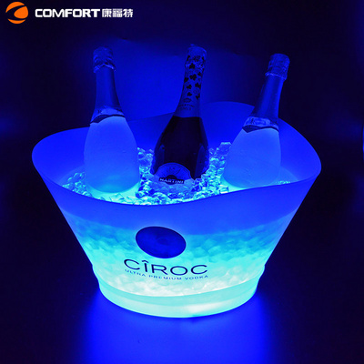 Wine Vodka Corona Beer Cooler Led Ice Bucket Champagne 12L Oil Painted Laser Engraved Logo Plastic Stainless Steel Luxury Party