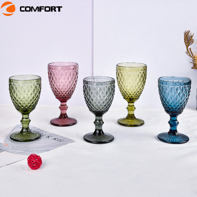 Wholesale Cheap Colored Wine Glass Goblet for Wedding and Bar Event Glass Cup Oem Party Stainless Steel Round American Style >10