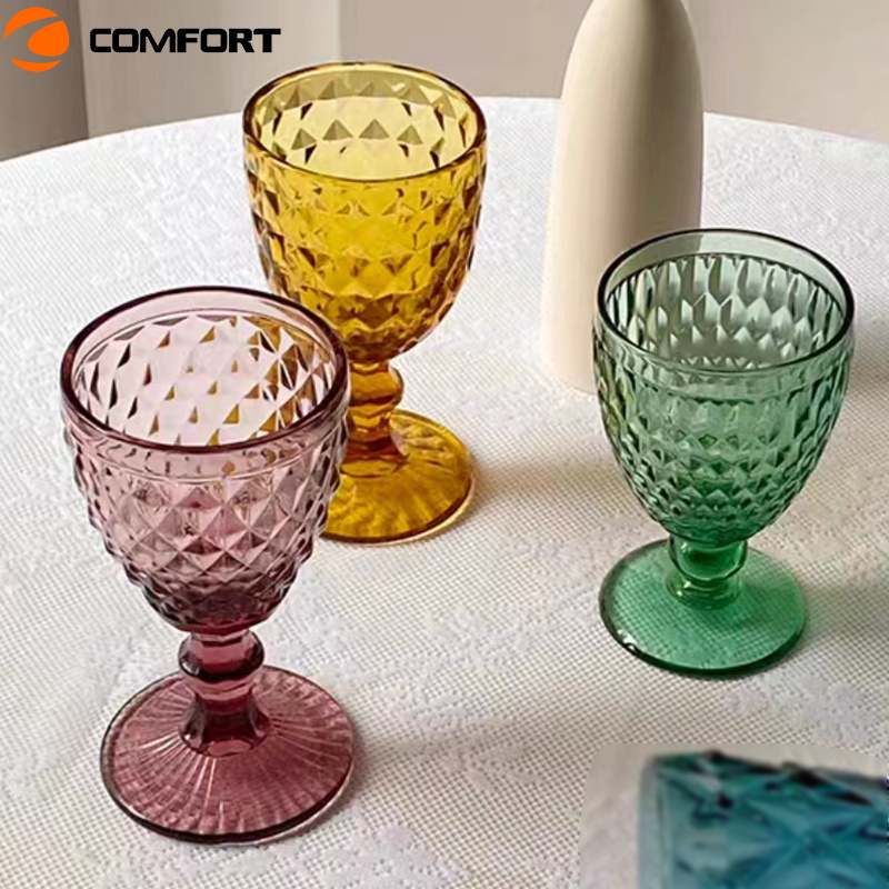 Wholesale Cheap Colored Wine Glass Goblet for Wedding and Bar Event Glass Cup Oem Party Stainless Steel Round American Style >10