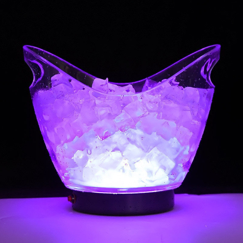 High quality KTV Bar party oval shape Led luxury flashing wine vodka whiskey champagne buckets acrylic plastic ice bucket