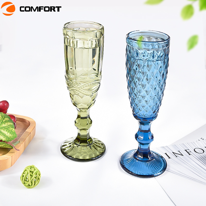 Food grade blue glass goblets colored goblet