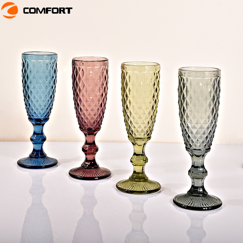 Food grade blue glass goblets colored goblet