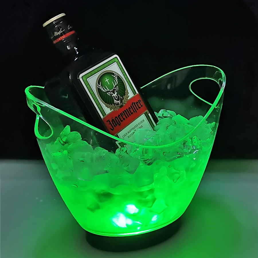 wholesale nightclub 2L transparent acrylic plastic beer wine champagne bottle service ice bucket with led light