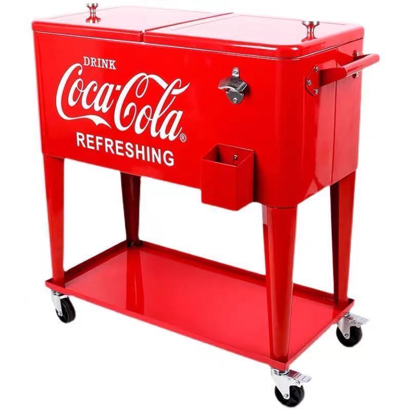 80QT/75L big capacity high quality red outdoor patio cooler box with wheels wholesale ice bucket football table with cooler