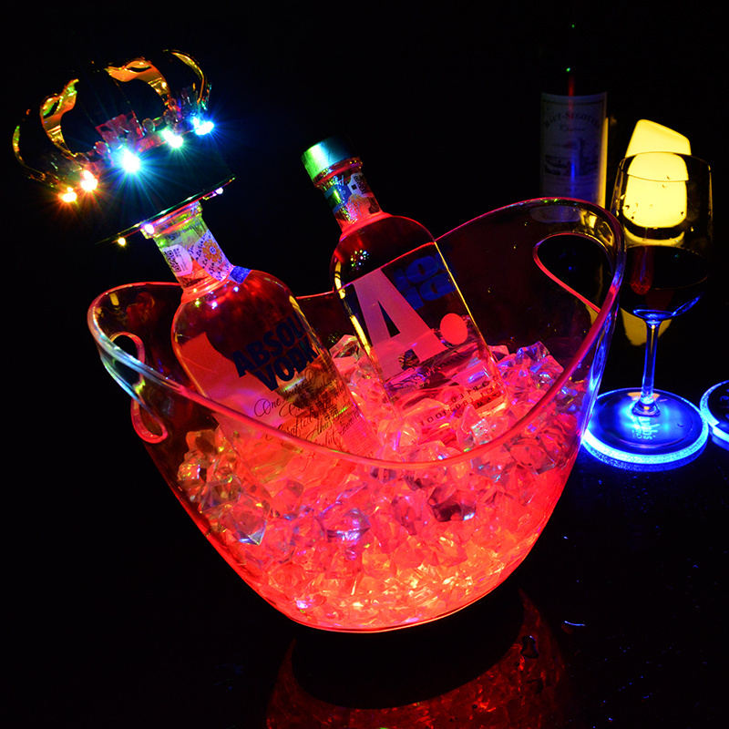 Factory bar club beer wine drink restaurant glowing custom logo lighting furniture rechargeable plastic led ice bucket