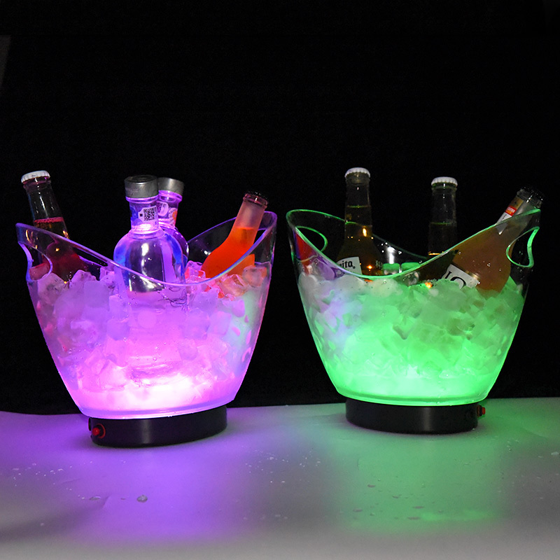 Factory bar club beer wine drink restaurant glowing custom logo lighting furniture rechargeable plastic led ice bucket