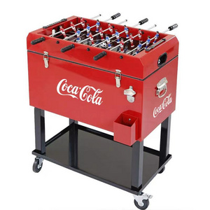 80QT/75L big capacity high quality red outdoor patio cooler box with wheels wholesale ice bucket football table with cooler