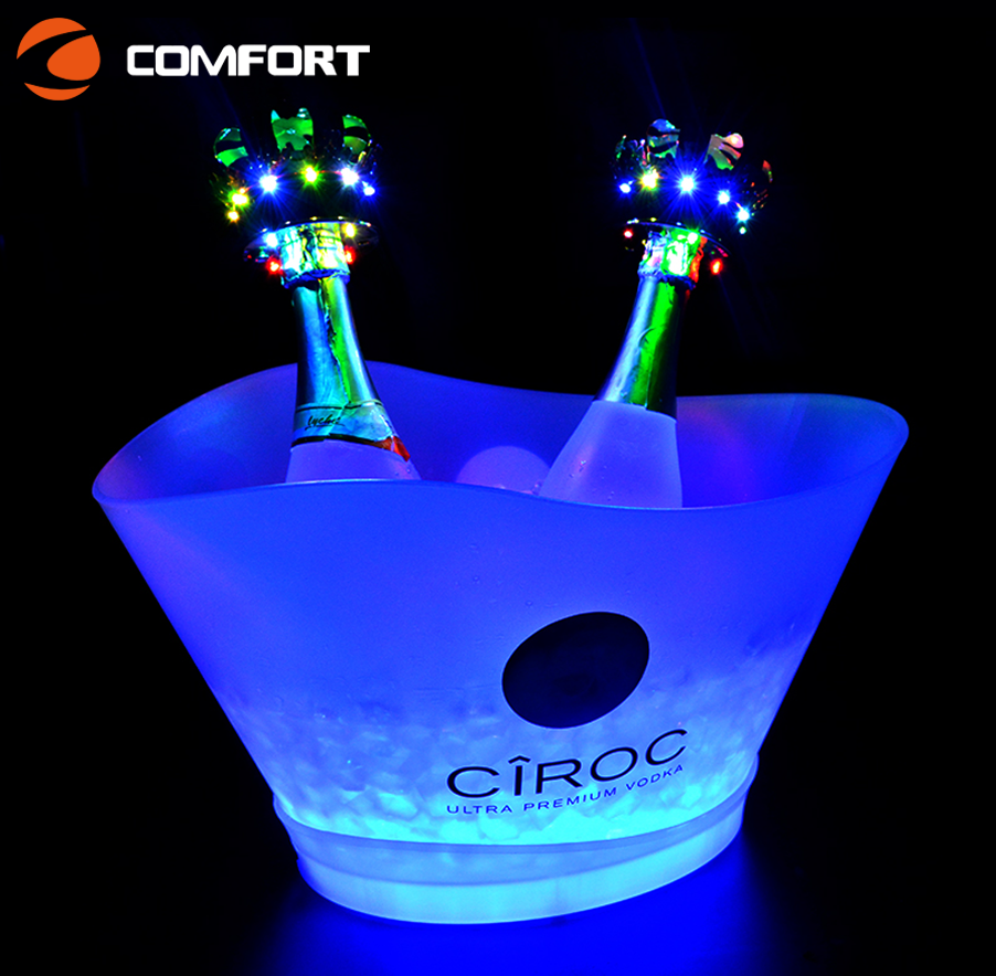 Hot sale high quality big capacity rechargeable batteries waterproof beer wine champagne acrylic transparent led ice bucket