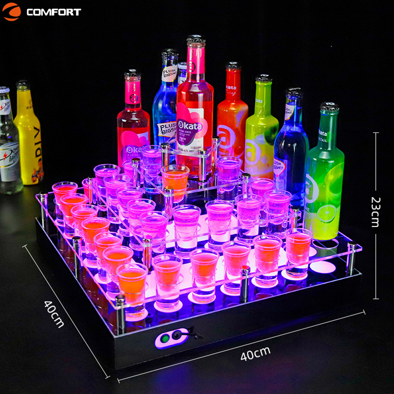 Bar Ferris wheel led bottle glorifier Cocktail Glass Display Stand LED Rechargeable Shot Glass Tray Champagne Wine Rack Holder