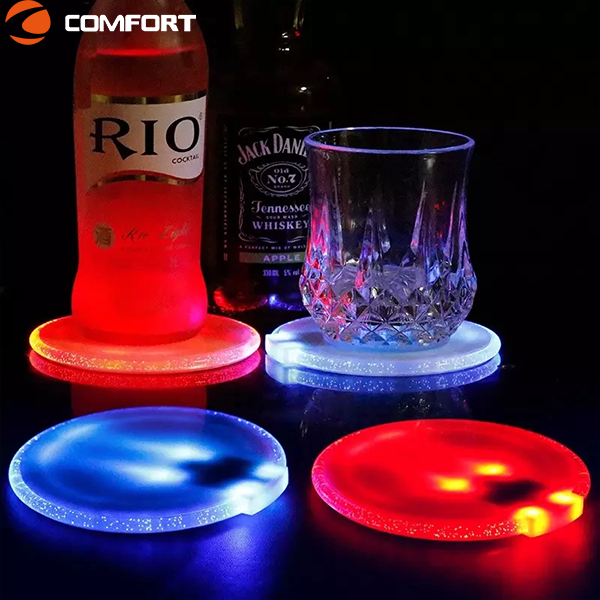 Halloween Bar Decor Light Up Coasters For Bottles Sticker Liquor Drinks Wine Water Funny Party Cup led Coasters Bottle Lights