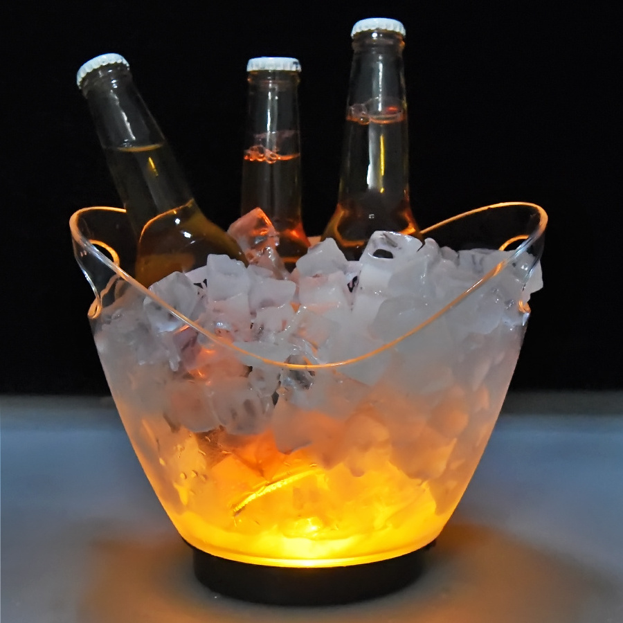 wholesale nightclub 2L transparent acrylic plastic beer wine champagne bottle service ice bucket with led light