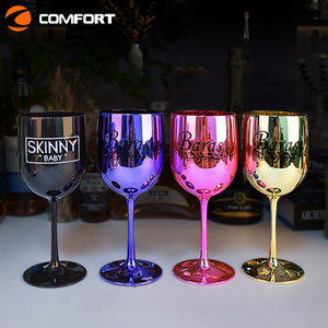 European Style rose gold plated plastic Drinking Water Glass Crystal Vintage Goblet Wine Glasses Cup