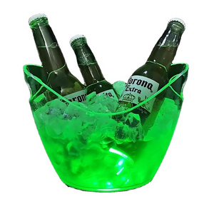 wholesale nightclub 2L transparent acrylic plastic beer wine champagne bottle service ice bucket with led light