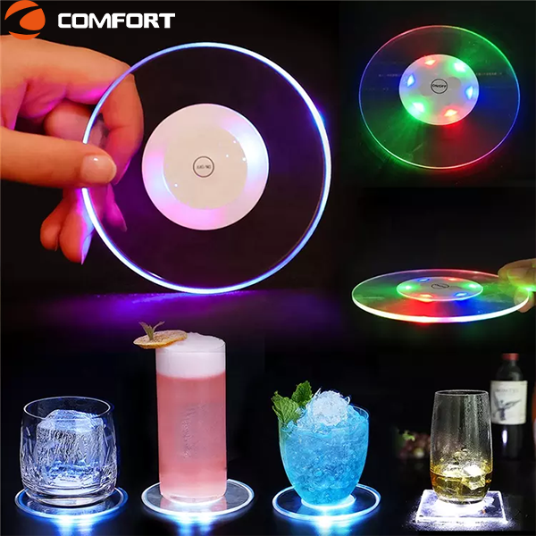 Halloween Bar Decor Light Up Coasters For Bottles Sticker Liquor Drinks Wine Water Funny Party Cup led Coasters Bottle Lights