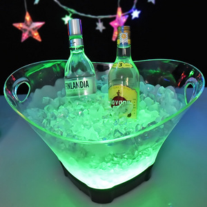 nightclub bar hotel oval clear acrylic plastic rechargeable electric led light ice bucket cooler