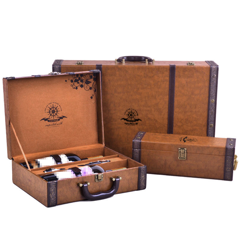 Customize packaging luxury PU leather gift wine box