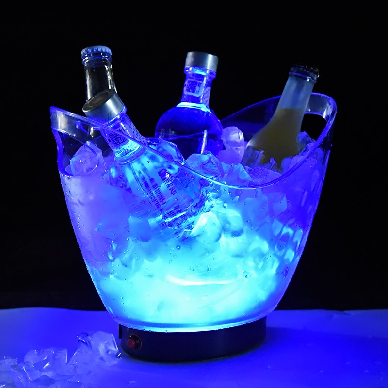 Factory bar club beer wine drink restaurant glowing custom logo lighting furniture rechargeable plastic led ice bucket