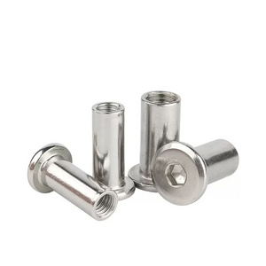 M5 M6 18mm M8 Stainless Steel Allen Flat Hex Nuts Bolt Round Head Open Hole Chicago Sleeve Tube Furniture Nut